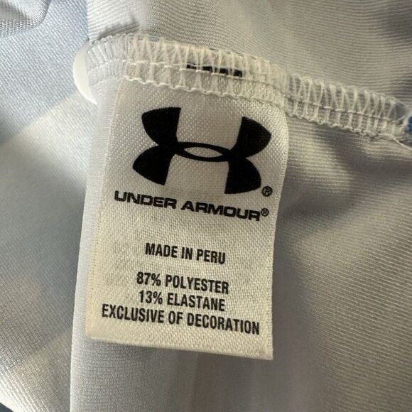 Under Armour Shirt Mens L Blue HeatGear Loose Performance Short Sleeve Striped - Picture 3 of 9